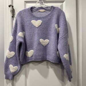Altar’d State Lavender Heart Sweater, Size Small